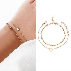 3/$30 2 Piece Heart Zinc Alloy Bracelet Set